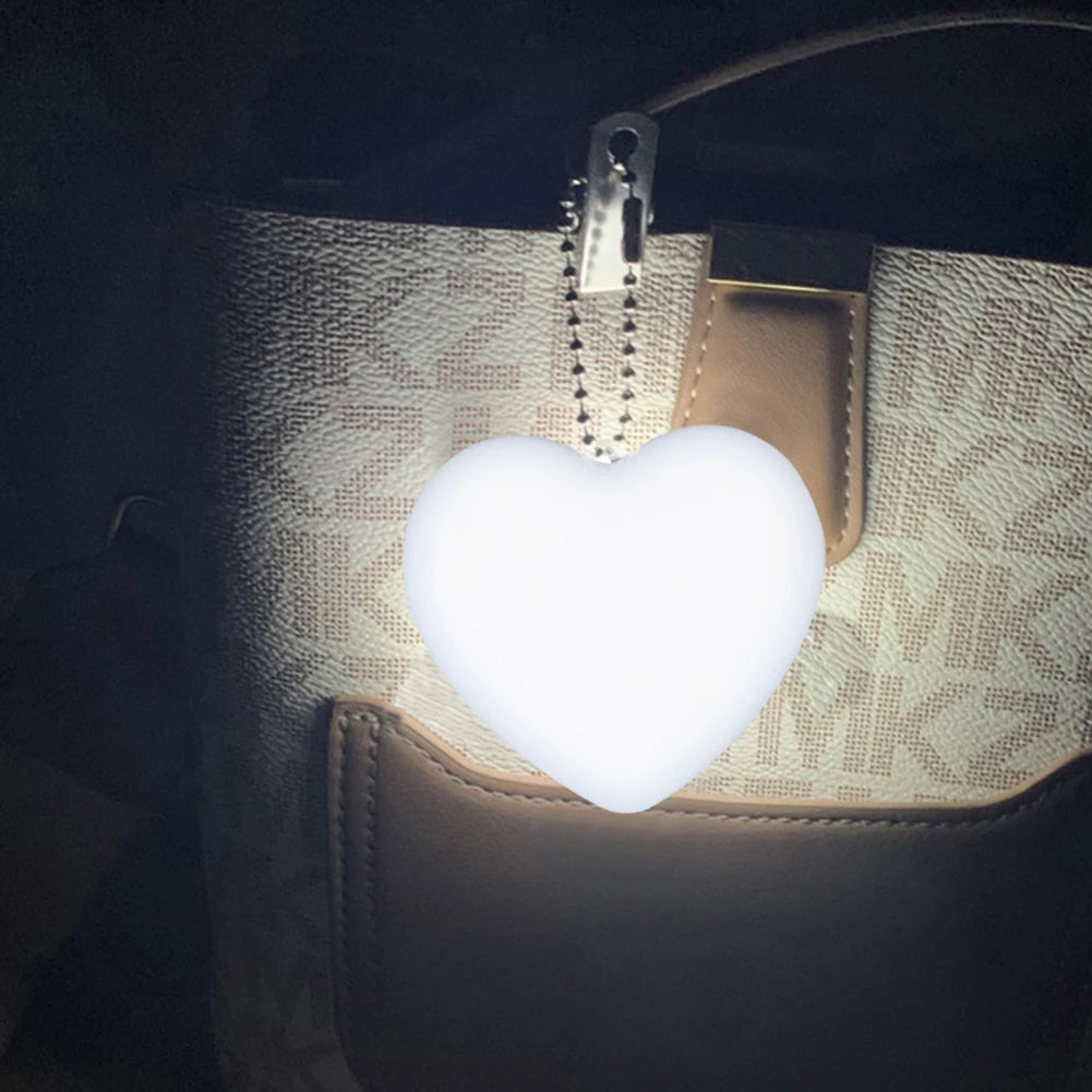 6-1PCS Purse Heart LED Light Automatic Motion Activated Handbag Lamp for Women Bah Purse Charm Purse Heart Keychain Light