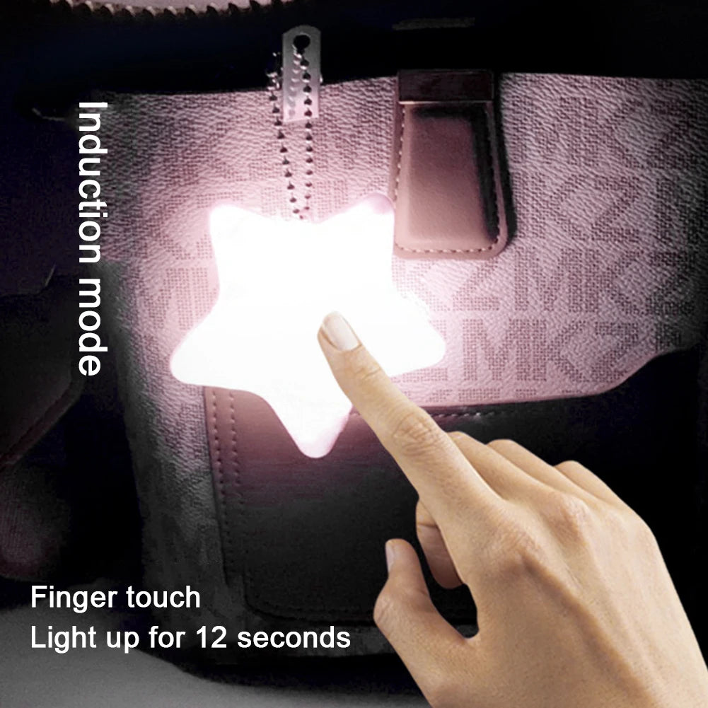 6-1PCS Purse Heart LED Light Automatic Motion Activated Handbag Lamp for Women Bah Purse Charm Purse Heart Keychain Light